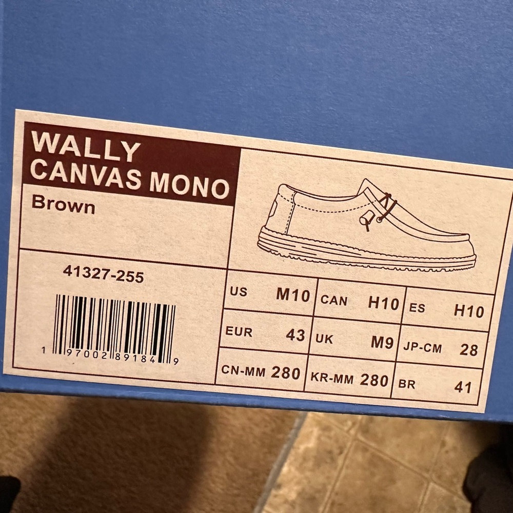 Hey Dude Wally Canvas Mono Brown NWT